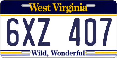 WV license plate 6XZ407