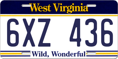 WV license plate 6XZ436