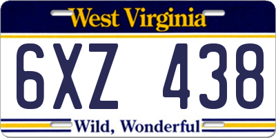 WV license plate 6XZ438