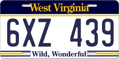 WV license plate 6XZ439