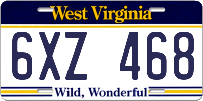 WV license plate 6XZ468