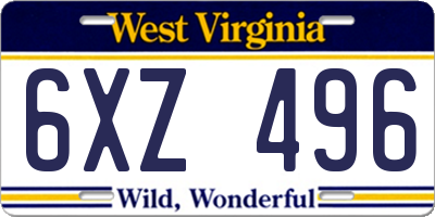 WV license plate 6XZ496