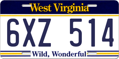 WV license plate 6XZ514