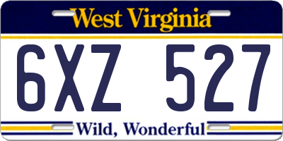 WV license plate 6XZ527