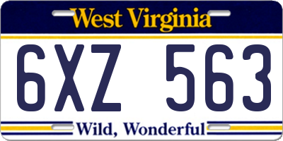 WV license plate 6XZ563
