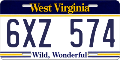 WV license plate 6XZ574