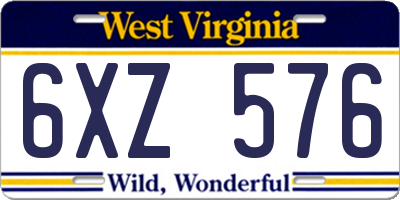 WV license plate 6XZ576