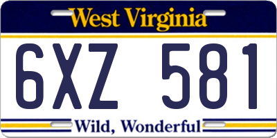 WV license plate 6XZ581