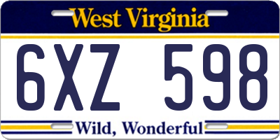 WV license plate 6XZ598