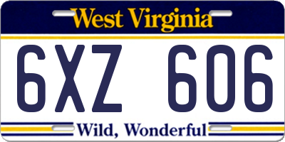 WV license plate 6XZ606