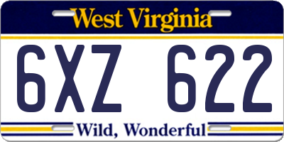 WV license plate 6XZ622