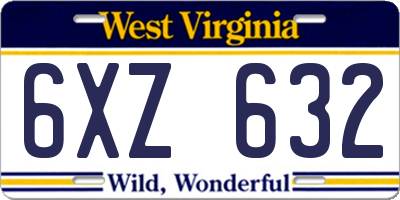 WV license plate 6XZ632