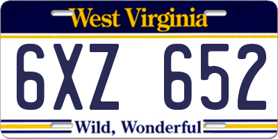 WV license plate 6XZ652