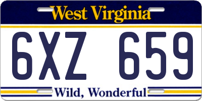 WV license plate 6XZ659