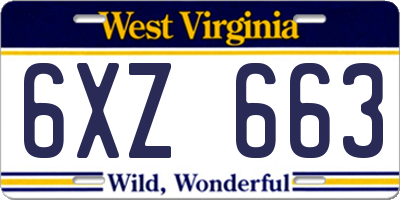 WV license plate 6XZ663
