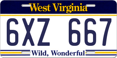WV license plate 6XZ667