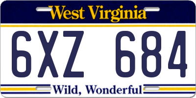 WV license plate 6XZ684