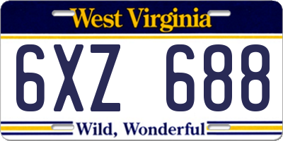 WV license plate 6XZ688