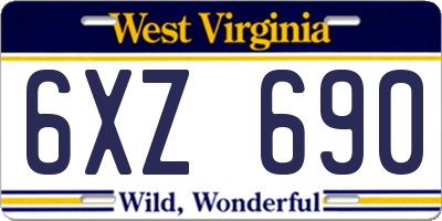 WV license plate 6XZ690