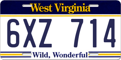 WV license plate 6XZ714