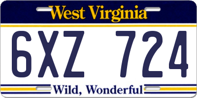 WV license plate 6XZ724