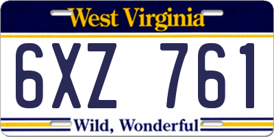WV license plate 6XZ761