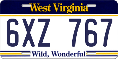 WV license plate 6XZ767