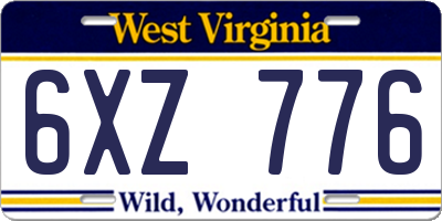 WV license plate 6XZ776