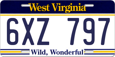 WV license plate 6XZ797