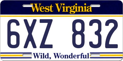WV license plate 6XZ832