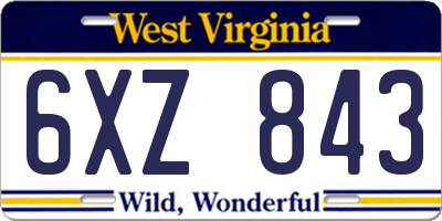 WV license plate 6XZ843