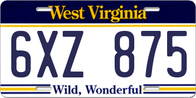 WV license plate 6XZ875