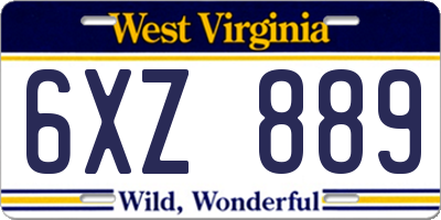 WV license plate 6XZ889