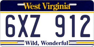 WV license plate 6XZ912