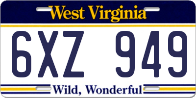 WV license plate 6XZ949