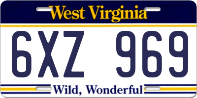 WV license plate 6XZ969