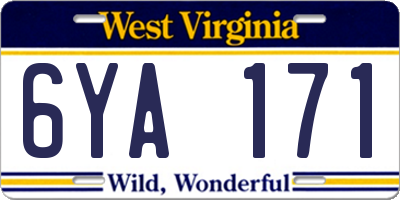 WV license plate 6YA171
