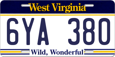 WV license plate 6YA380
