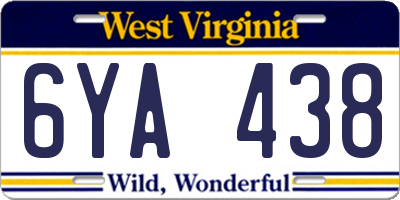 WV license plate 6YA438