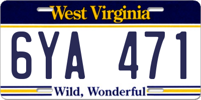 WV license plate 6YA471