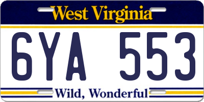 WV license plate 6YA553