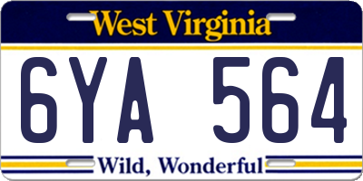 WV license plate 6YA564