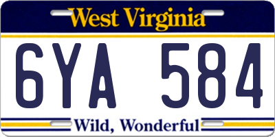 WV license plate 6YA584
