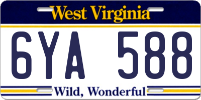 WV license plate 6YA588