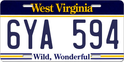 WV license plate 6YA594