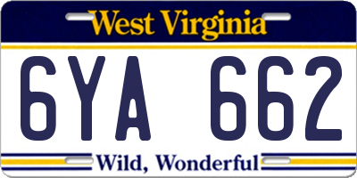 WV license plate 6YA662