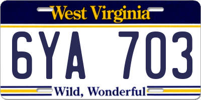 WV license plate 6YA703