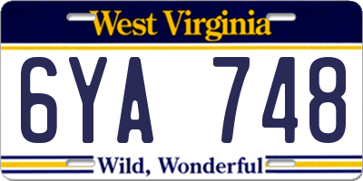 WV license plate 6YA748
