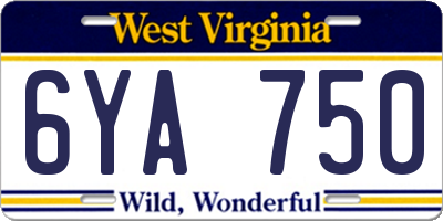 WV license plate 6YA750