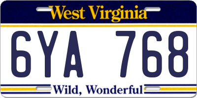 WV license plate 6YA768